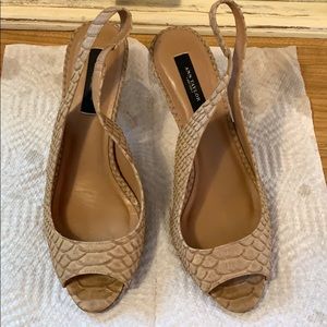 Ann Taylor  “snakeskin” heels ballet pink hue